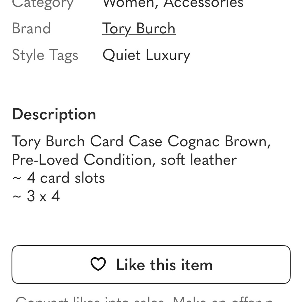 TORY BURCH Cognac Leather Card Holder - Picture 7 of 7